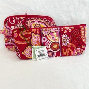 Vera Bradley RASPBERRY FIZZ BRUSH & PENCIL and SMALL COSMETIC - NWT!